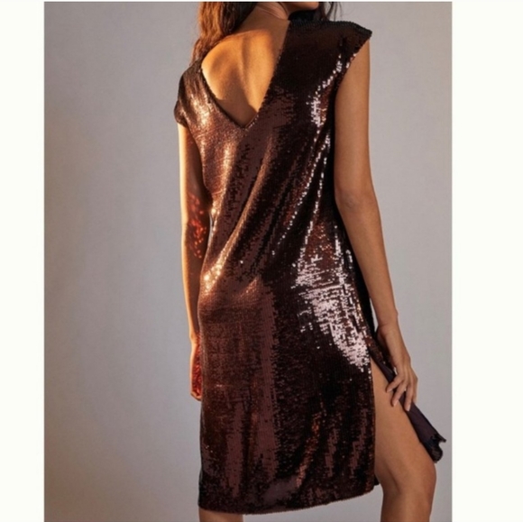 Maeve by Anthropologie Brown Kara Sequined Mini Dress - Picture 13 of 13